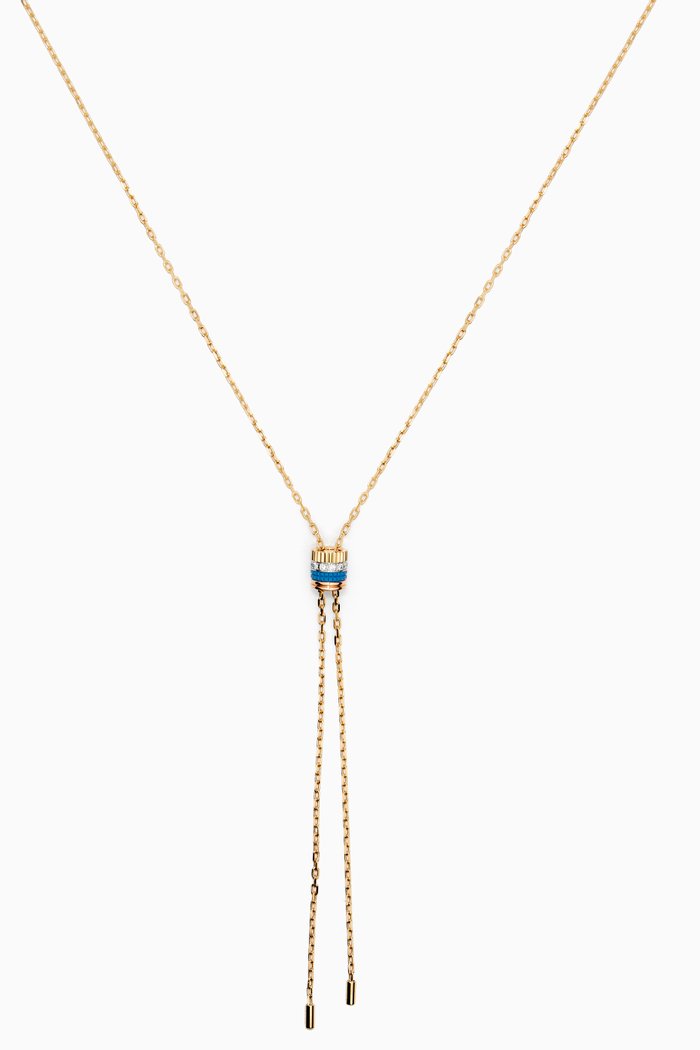Quatre Blue Edition Tie Necklace with Diamonds in 18kt Gold, Small Model