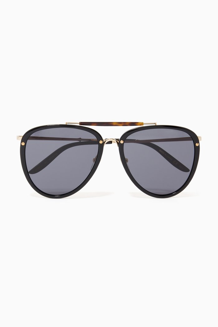 

Aviator Acetate Sunglasses, Gold