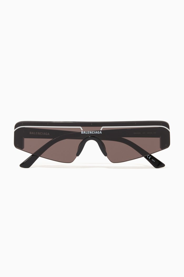 

Ski D-Shaped Sunglasses in Acetate, Black