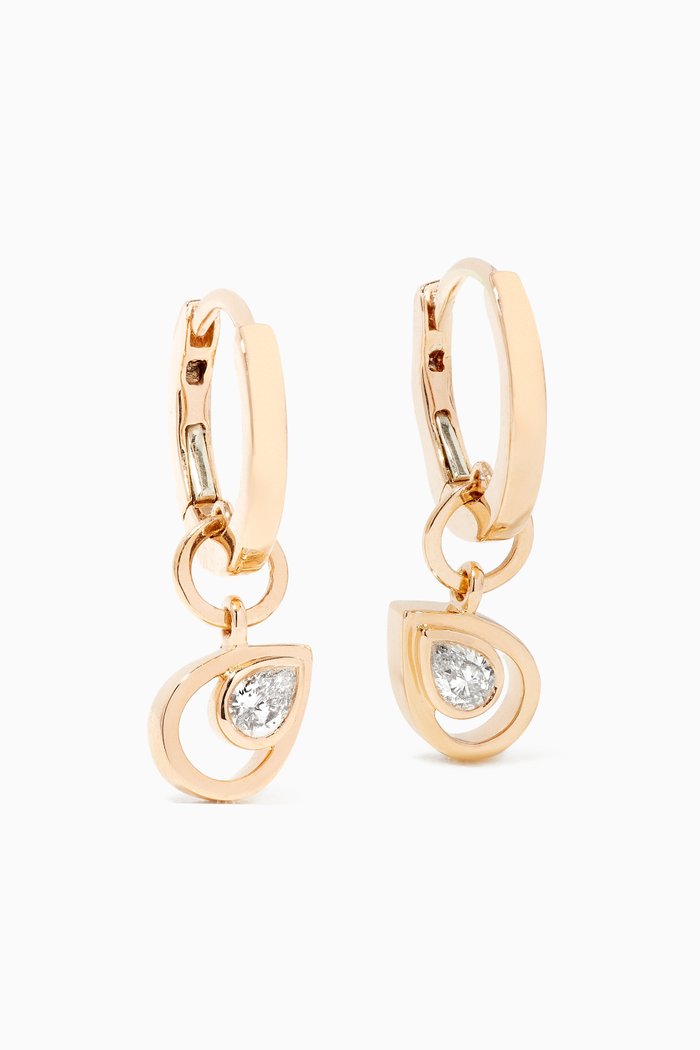 

Rock Blossom Drop Diamond Huggie Charm Earrings in 18kt Rose Gold