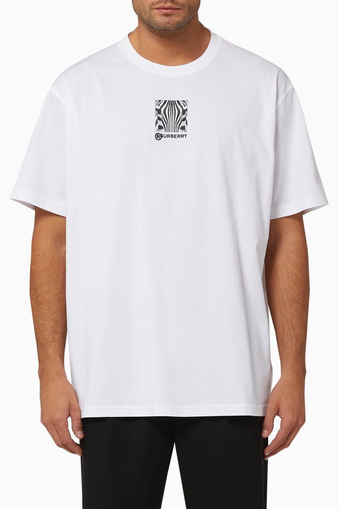 

Zebra Montage Cotton Oversized T-Shirt, White