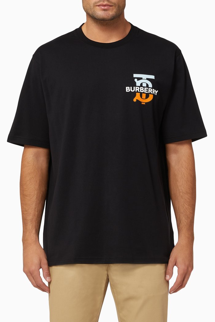 

Monogram Motif Cotton Oversized T-Shirt, Black
