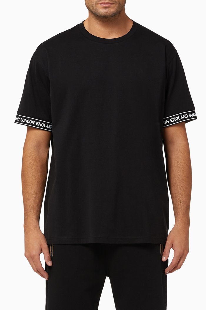 Logo Tape Cotton Oversized T-Shirt, Black