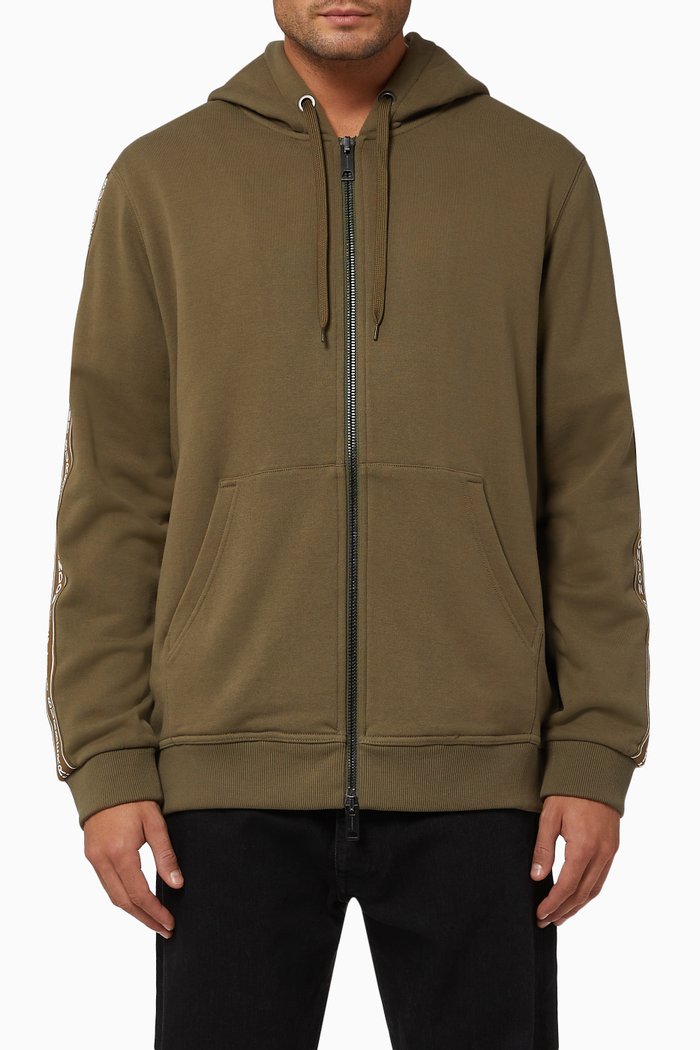 

Logo Tape Cotton Hooded Top, Neutral
