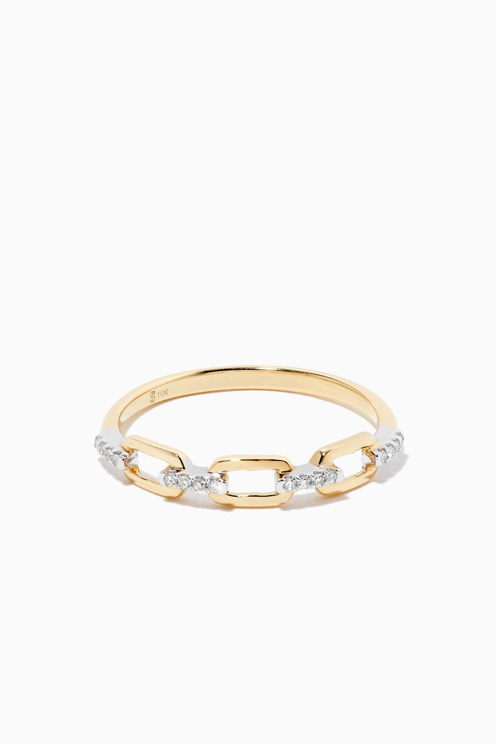 

Pavé Diamond Open Linked Ring in 10kt Yellow Gold