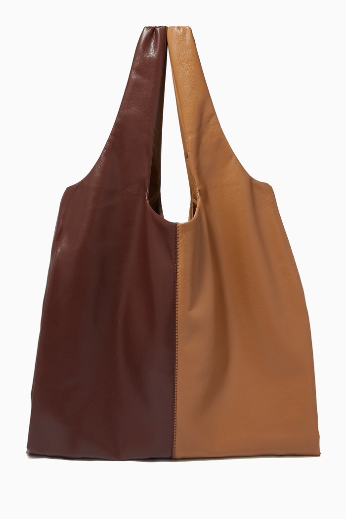 

Jo Color-Block Vegan Leather Bag, Brown