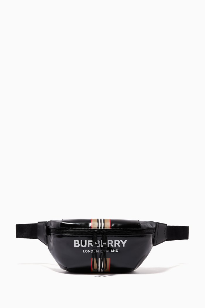 

Sonny Bum Bag in Icon Stripe Coated Canvas, Black
