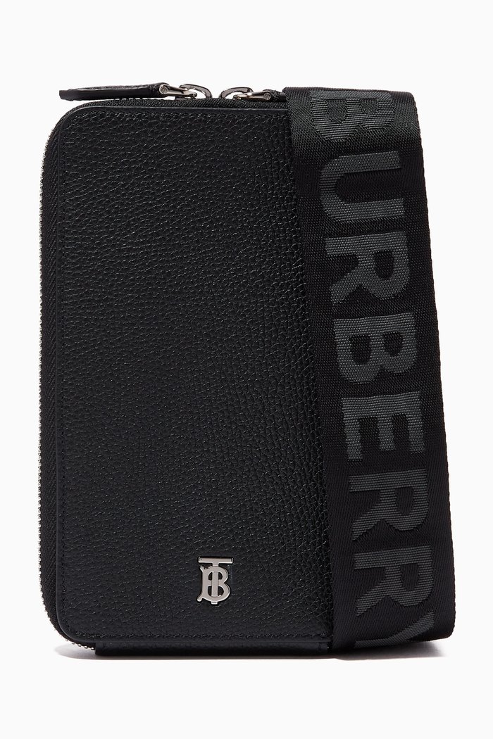 

Phone Case with Detachable Strap in Grainy Leather, Black
