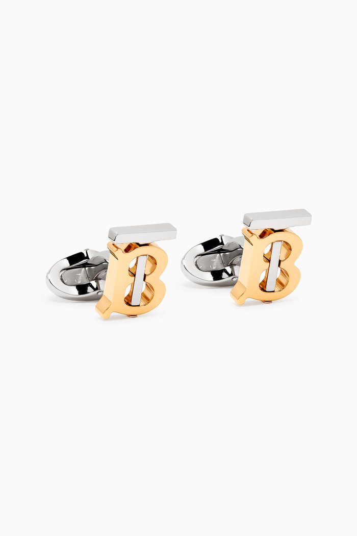 

Monogram Motif Cufflinks in Brass, Gold