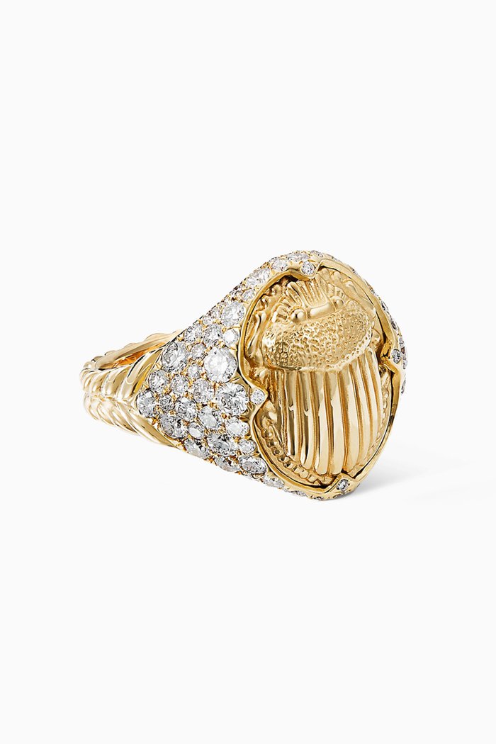 Petrvs® Scarab Diamond Pavé Pinky Ring in 18kt Yellow Gold, Rose gold