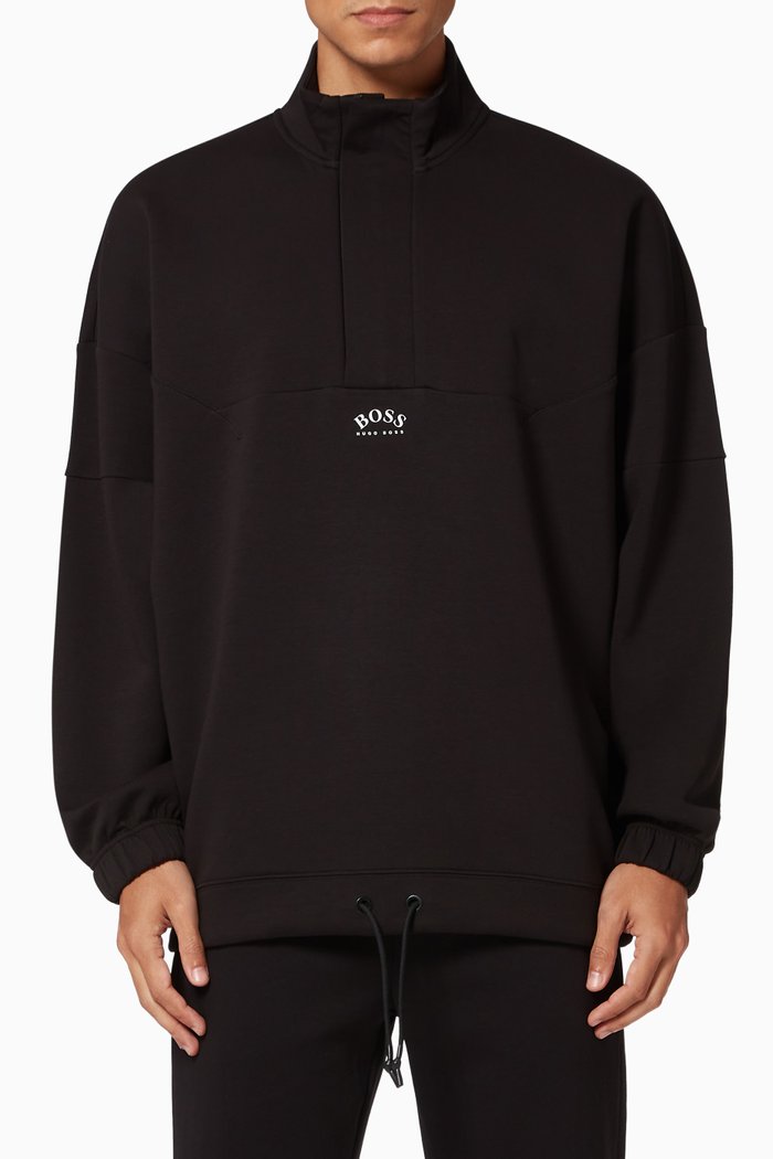 

Salboa Zip-Up Cotton Blend Sweatshirt, Black