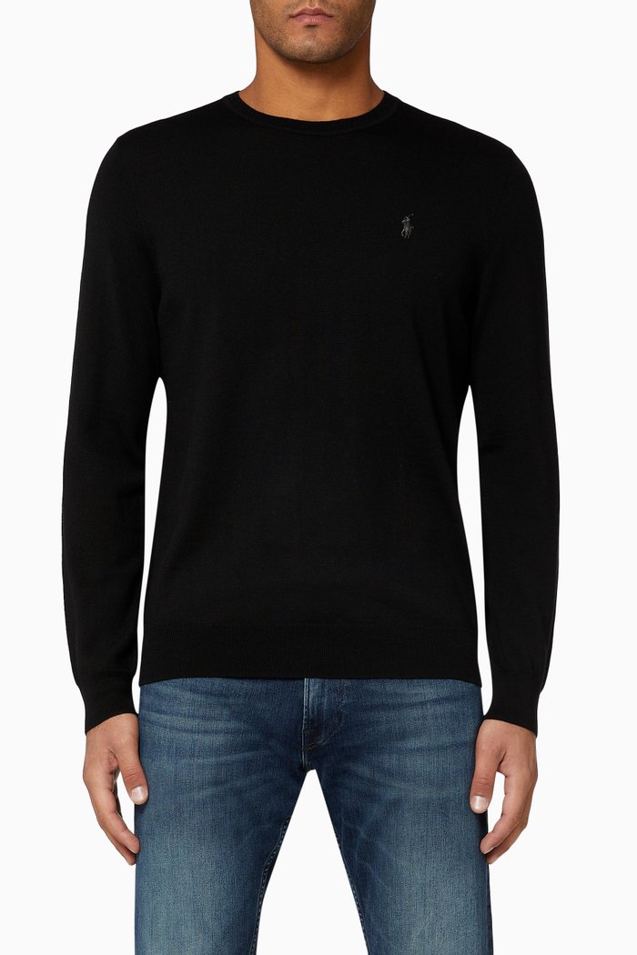 

Slim Fit Merino Wool Sweater, Black
