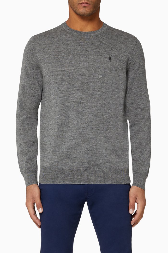 

Slim Fit Merino Wool Sweater, Grey