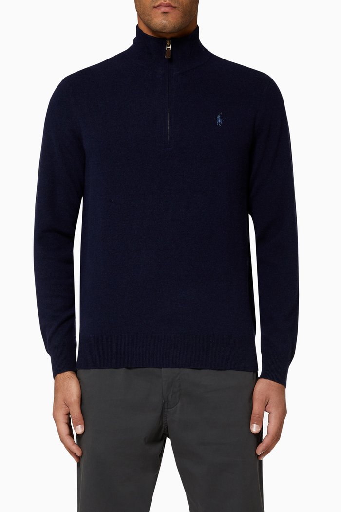 

Merino Wool Half-Zip Sweater, Blue