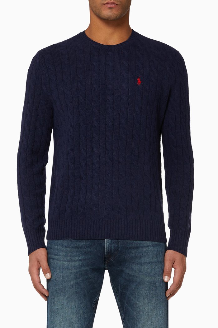 

Cable-Knit Wool-Cashmere Jumper, Blue