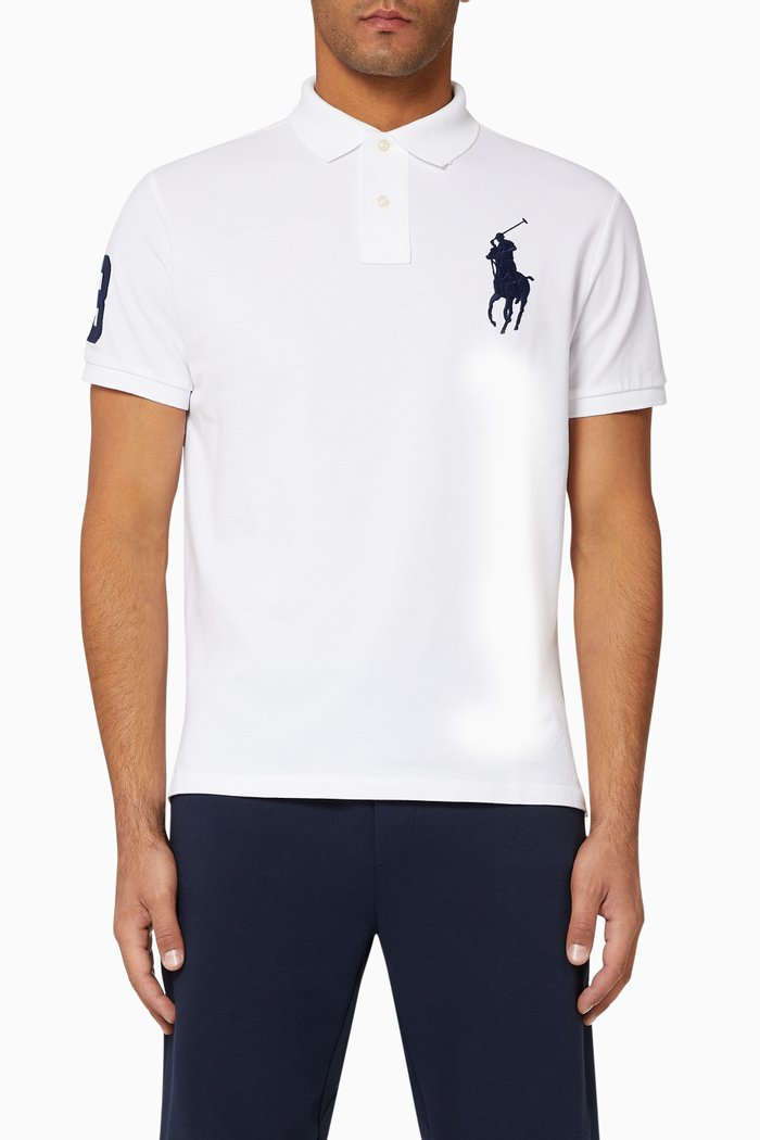 

Custom Slim Fit Cotton Mesh Polo, White
