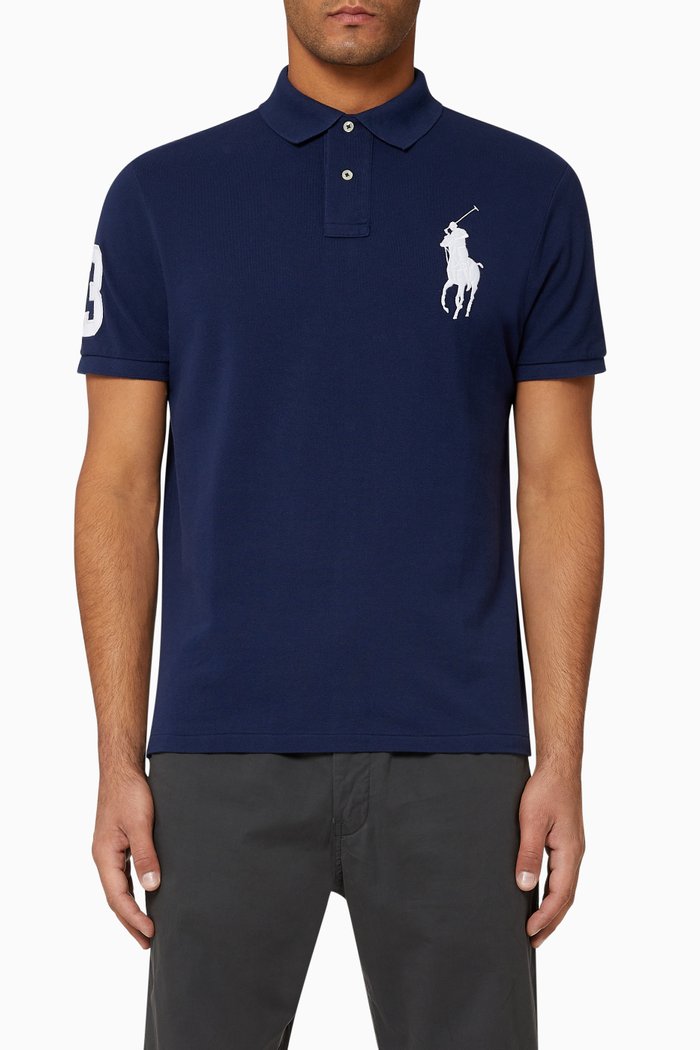 Custom Slim Fit Cotton Mesh Polo, Blue
