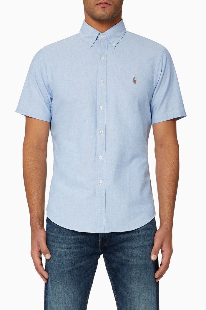 Slim Fit Cotton Oxford Shirt, Blue