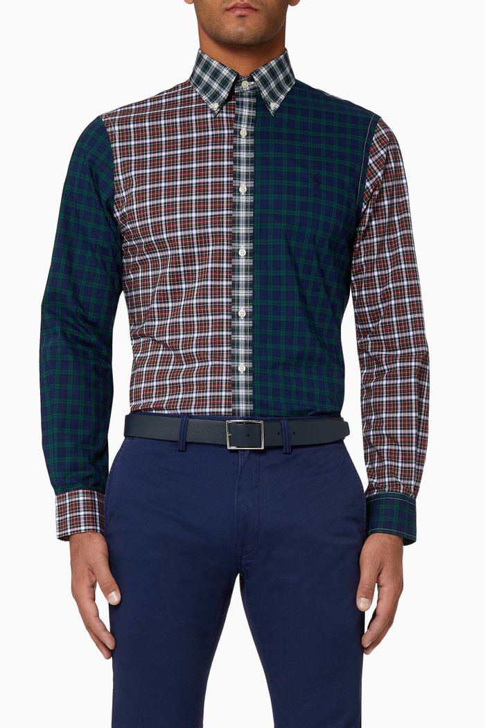 Tartan Patchwork Cotton Shirt, Multicolour