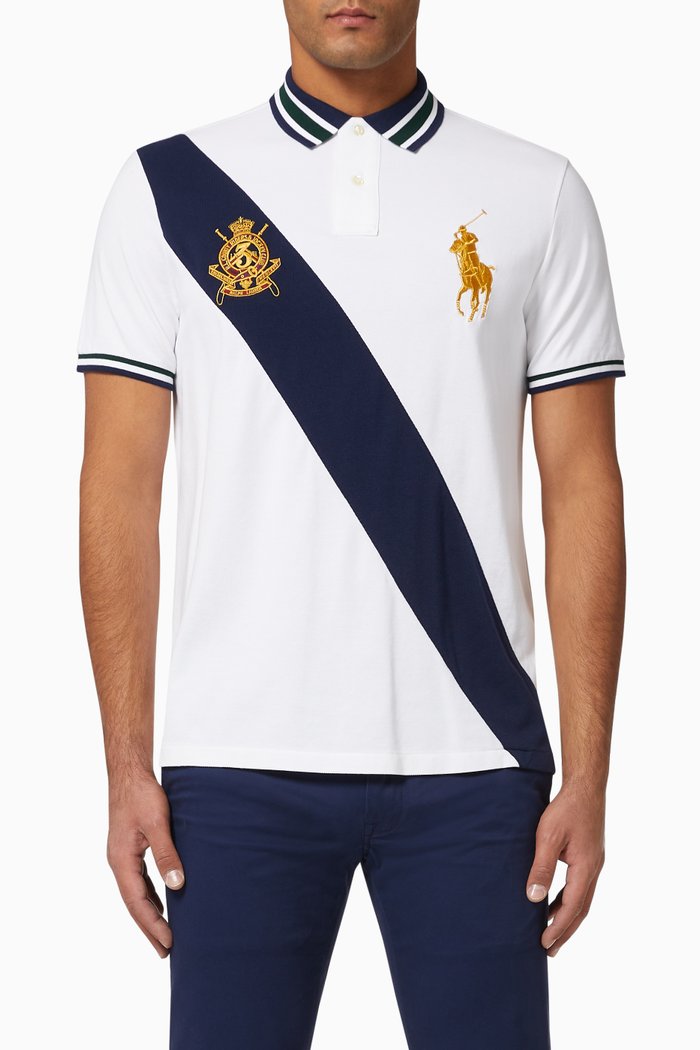Custom Slim Crest Cotton Mesh Polo, White