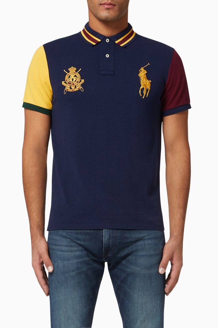 

Custom Slim Crest Cotton Mesh Polo, Blue