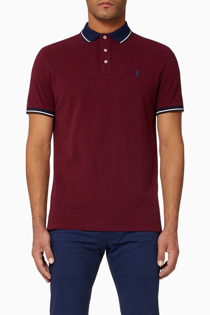 

Custom Slim Fit Cotton Mesh Tipped Polo Shirt, Burgundy
