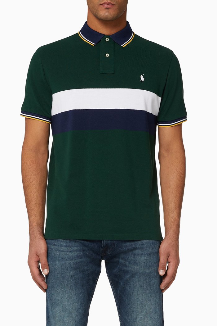 

Custom Slim Fit Cotton Mesh Polo, Green