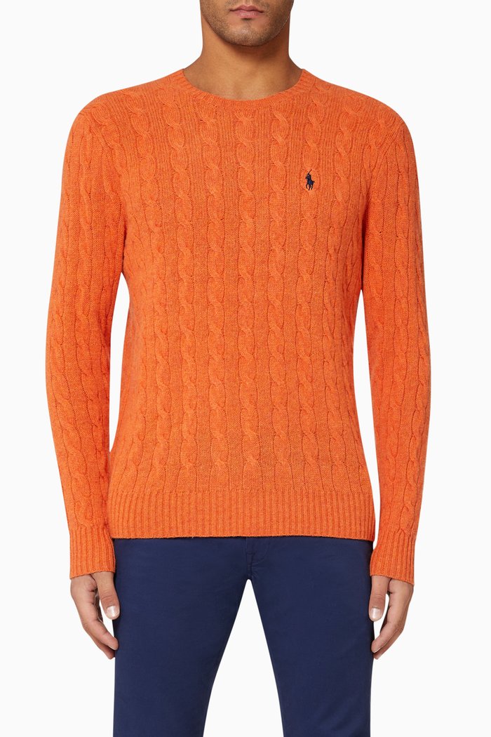 

Cable-Knit Wool-Cashmere Jumper, Orange