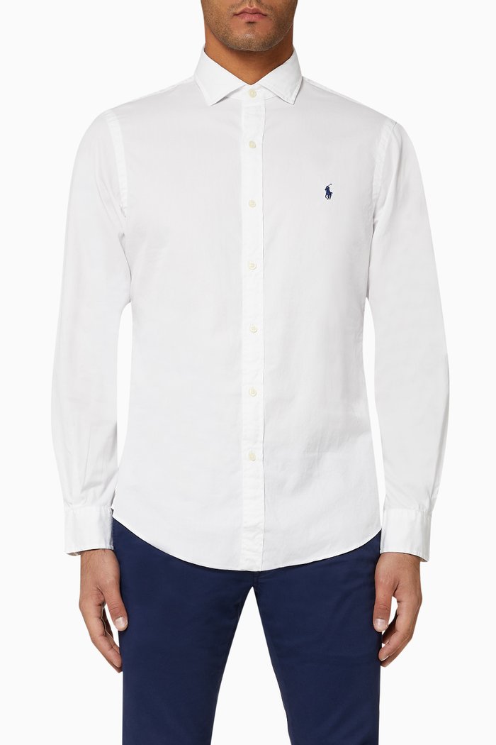 

Slim Fit Cotton Sport Shirt, White