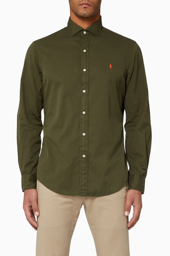 

Slim Fit Cotton Sport Shirt, Brown
