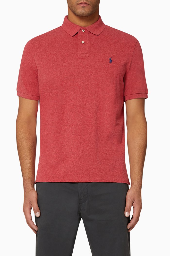 

Custom Slim Fit Cotton Mesh Polo, Red