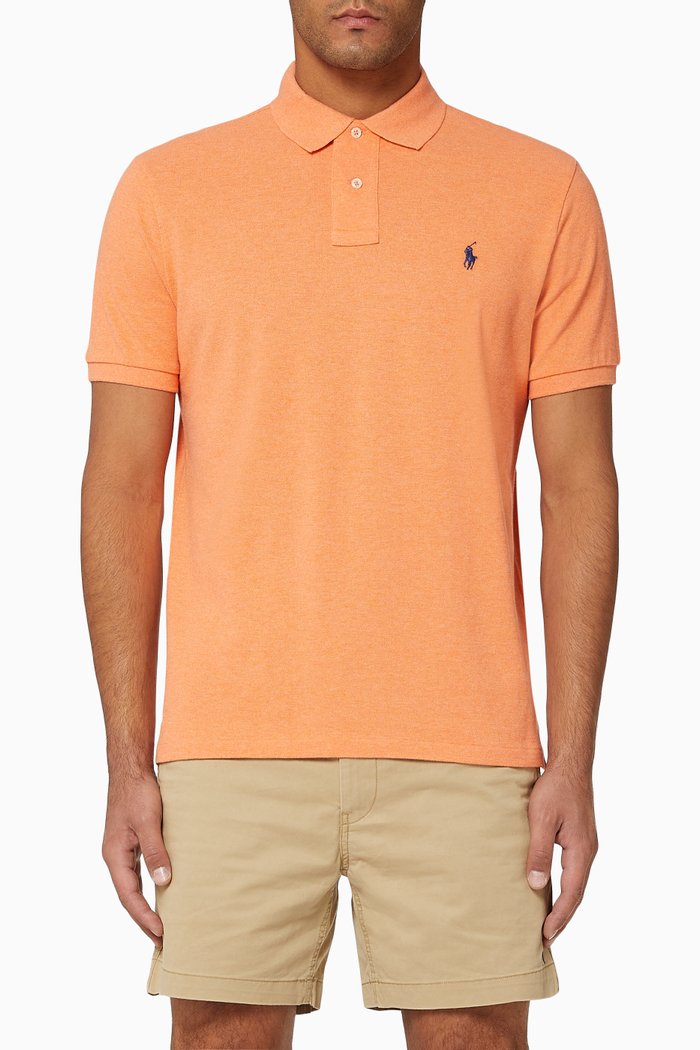 

Custom Slim Fit Cotton Mesh Polo, Orange