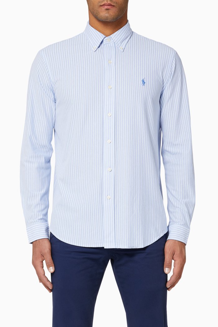 

Standard Fit Cotton Knit Oxford Shirt, Blue