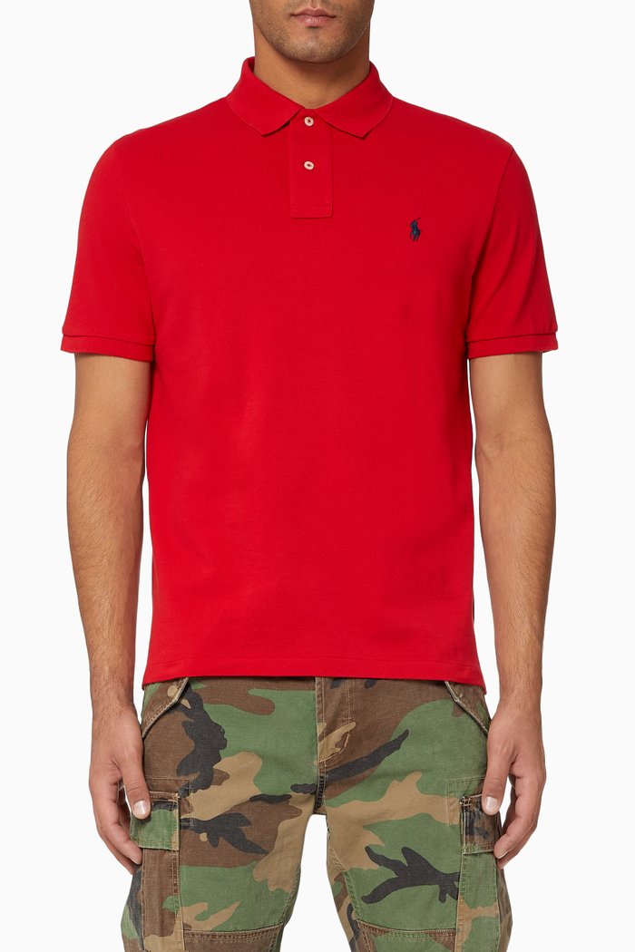 

Custom Slim Fit Cotton Mesh Polo, Red