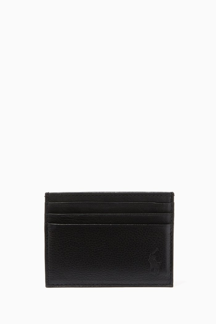 

Logo Card Case in Pebble Leather, Black