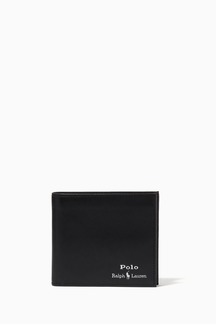 Logo Embossed Wallet in Leather, Black