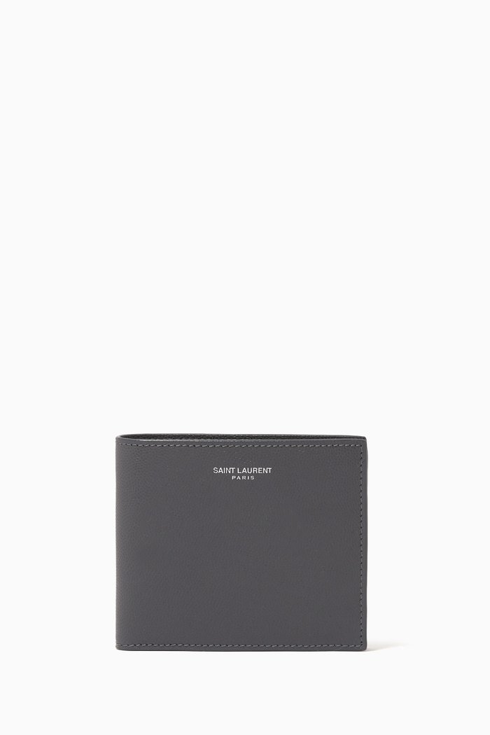 

East/West Wallet in Grain De Poudre Embossed Leather, Grey