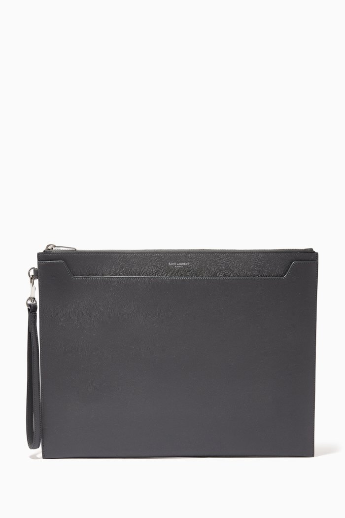 

Logo Document Holder in Leather, Grey