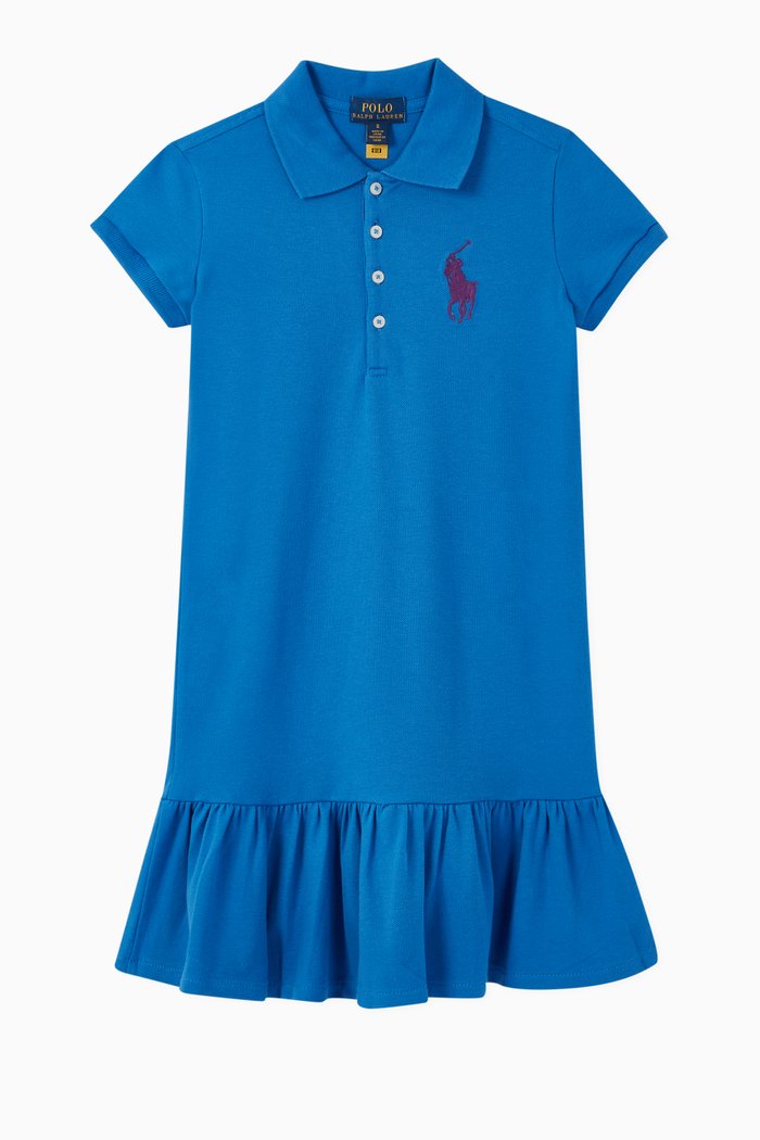 

Big Pony Mesh Polo Dress, Blue
