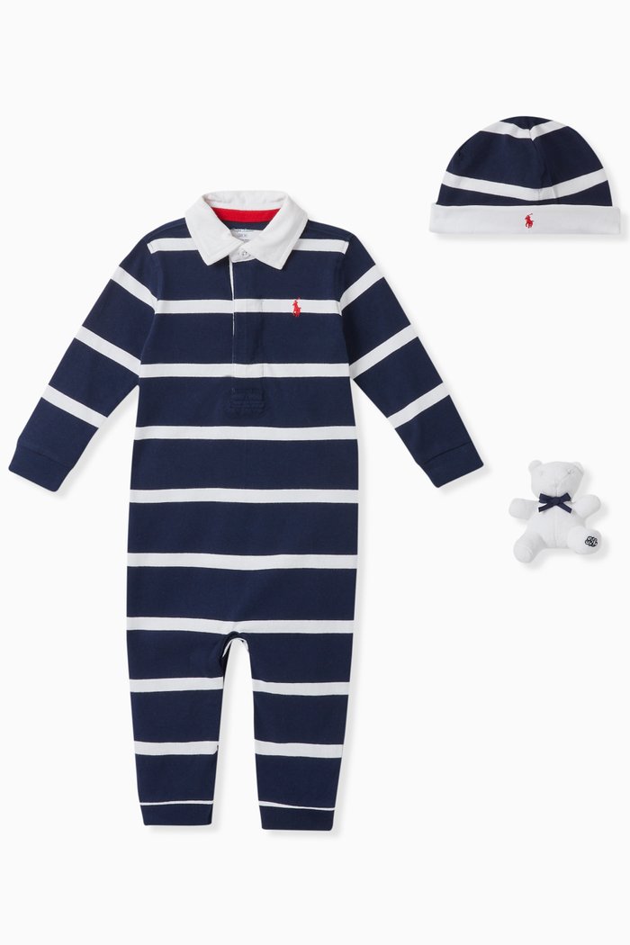 

Striped Cotton Coverall Gift Set, Blue