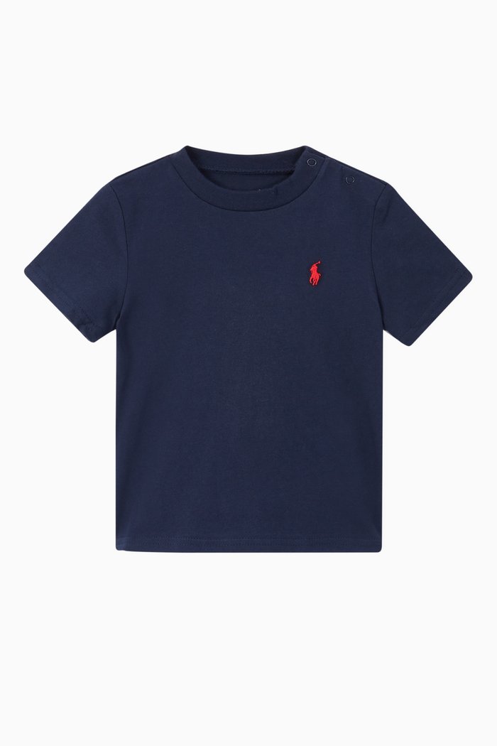 

Cotton Jersey Crewneck T-Shirt, Blue