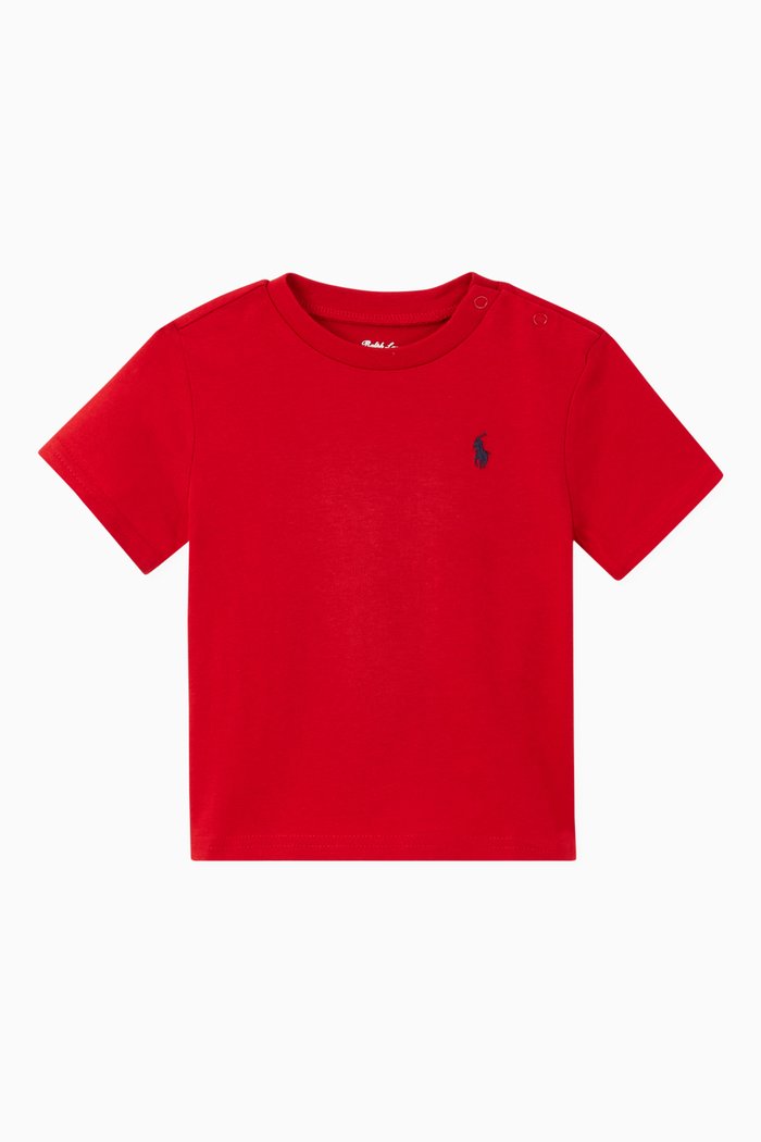 

Cotton Jersey Crewneck T-Shirt, Red