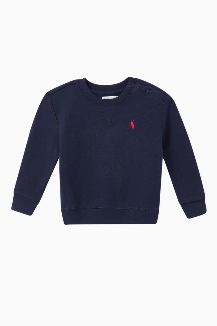 

Cotton-Blend Fleece Sweatshirt, Blue