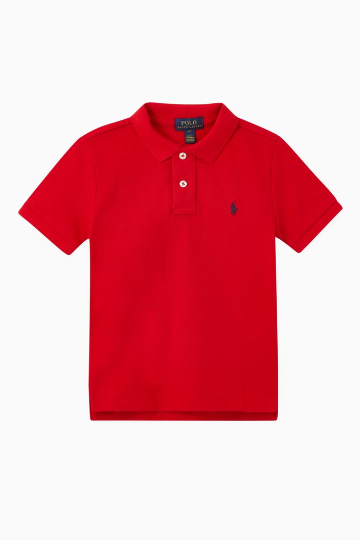 Cotton Mesh Polo Shirt, Red