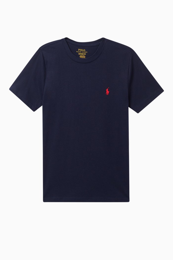 

Cotton Jersey Crewneck T-Shirt, Blue