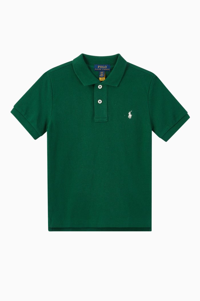 

Cotton Mesh Polo Shirt, Green