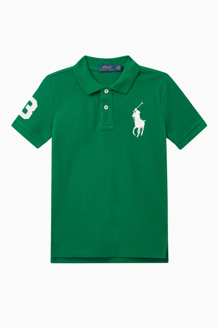 

Cotton Mesh Polo Shirt, Green