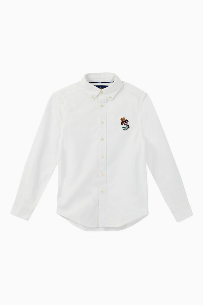 

Football Bear Cotton Shirt, White