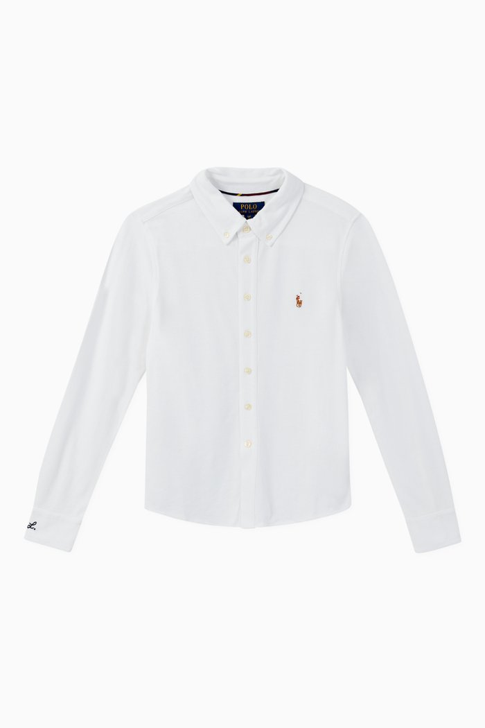 

Knit Cotton Oxford Shirt, White