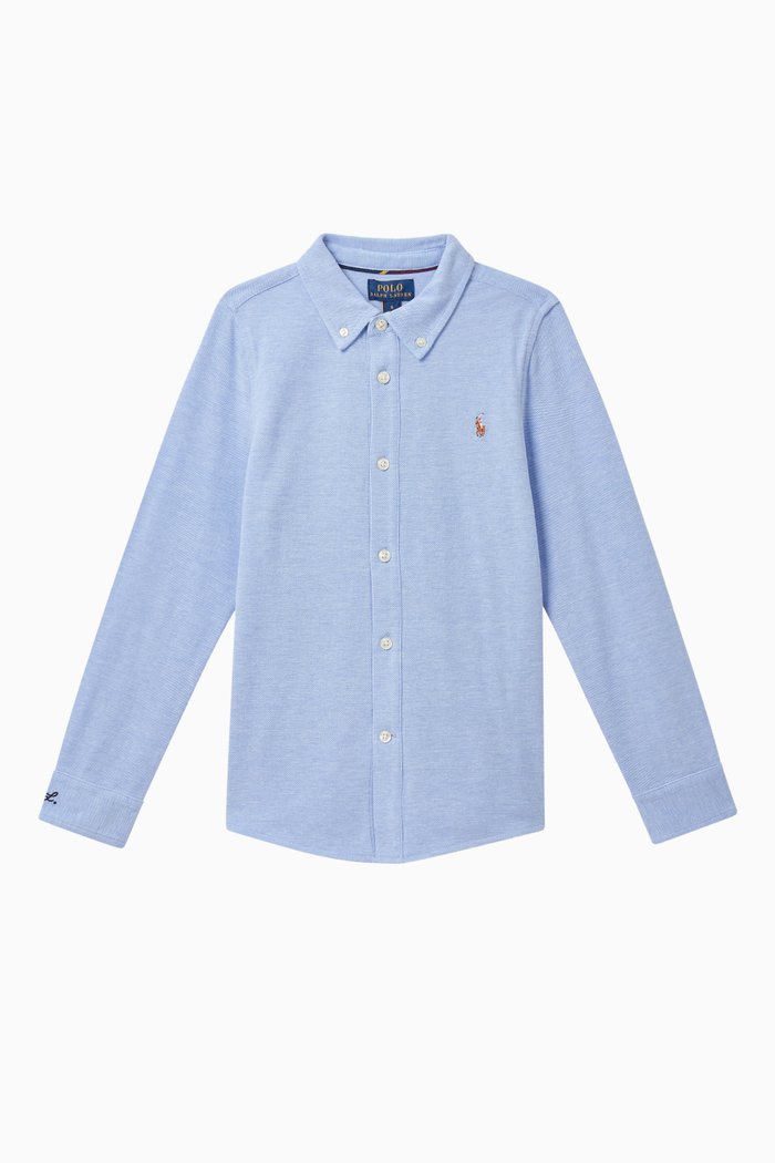 

Knit Cotton Oxford Shirt, Blue